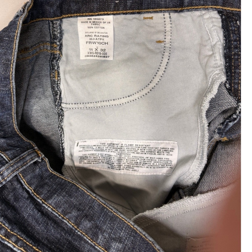 Wrangler FR Flame Resistant Jeans Womens 11x32 Dark Wash HRC2 2112 FRW10CH - Picture 5 of 6